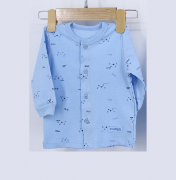 Áo sơ sinh cài giữa tay bo Dokma DA103 (xanh)